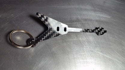 Gibson Flying V Guitar Inspired Solid CARBON FIBER 2.0mm Key Chain