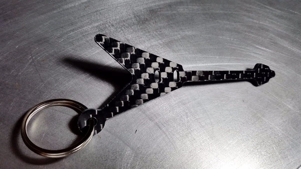 Gibson Flying V Guitar Inspired Solid CARBON FIBER 2.0mm Key Chain