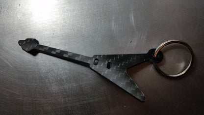Gibson Flying V Guitar Inspired Solid CARBON FIBER 2.0mm Key Chain