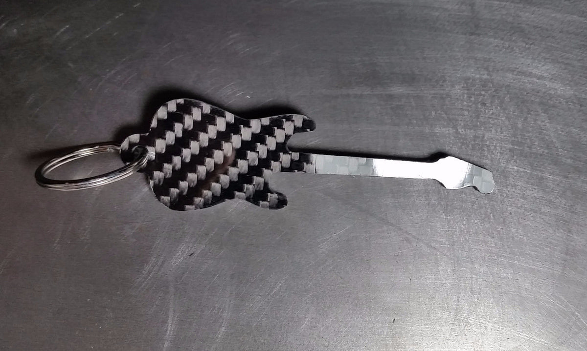 Fender Stratocaster Guitar Inspired Solid CARBON FIBER 2.0mm Key Chain