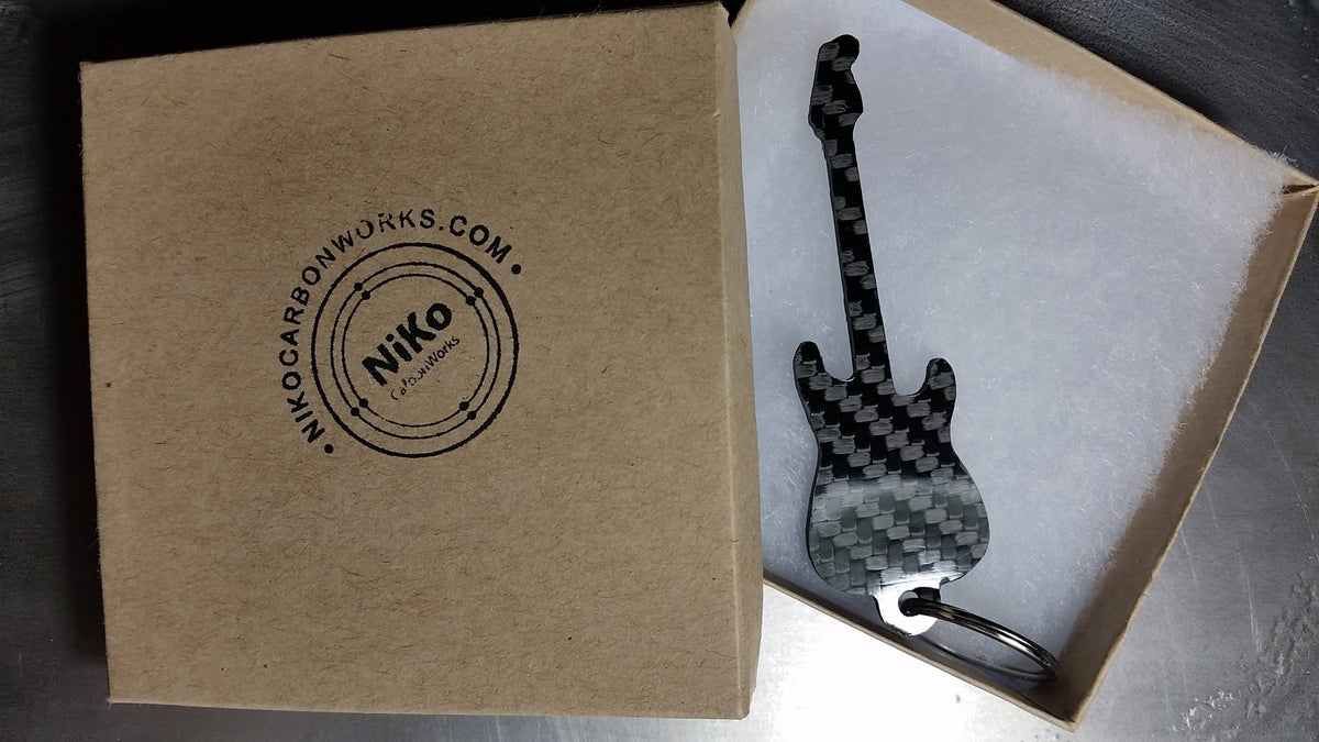 Fender Stratocaster Guitar Inspired Solid CARBON FIBER 2.0mm Key Chain