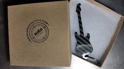 Fender Stratocaster Guitar Inspired Solid CARBON FIBER 2.0mm Key Chain