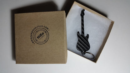 Fender Stratocaster Guitar Inspired Solid CARBON FIBER 2.0mm Key Chain