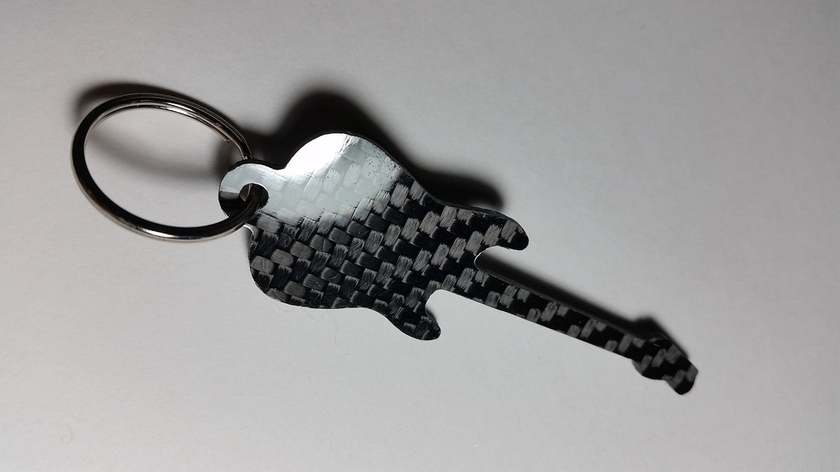 Fender Stratocaster Guitar Inspired Solid CARBON FIBER 2.0mm Key Chain