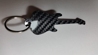 Fender Stratocaster Guitar Inspired Solid CARBON FIBER 2.0mm Key Chain