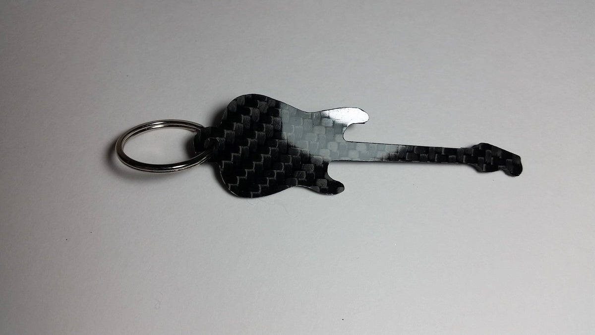 Fender Stratocaster Guitar Inspired Solid CARBON FIBER 2.0mm Key Chain