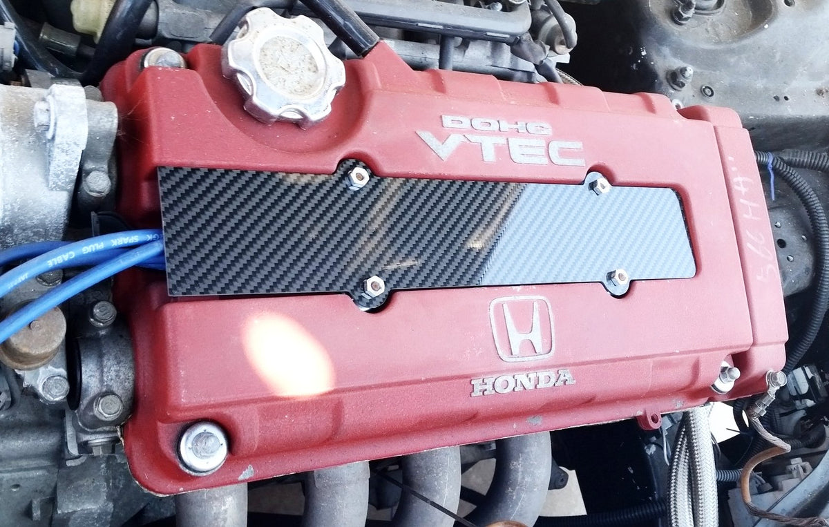 HONDA B18 B16 B SERIES VTEC REAL CARBON FIBER VALVE COVER SPARK PLUG INSERT