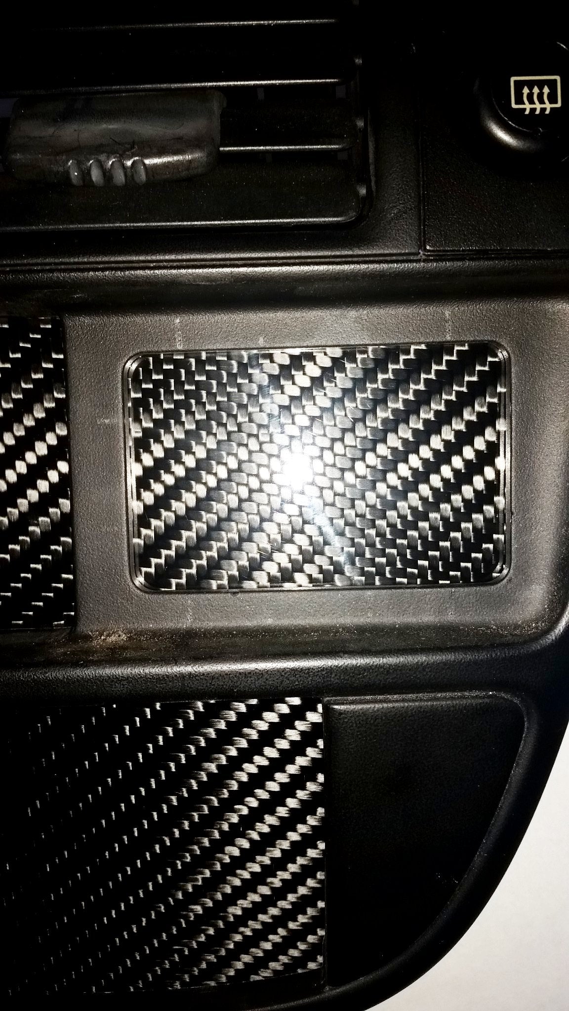 96-98 Civic CARBON FIBER DELETE PANEL DASH CENTER VENT PANEL STORAGE CUBBY BOX