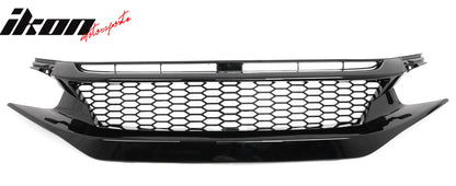 2019-2021 Honda Civic Gloss Black Honeycomb Front Upper Grille ABS