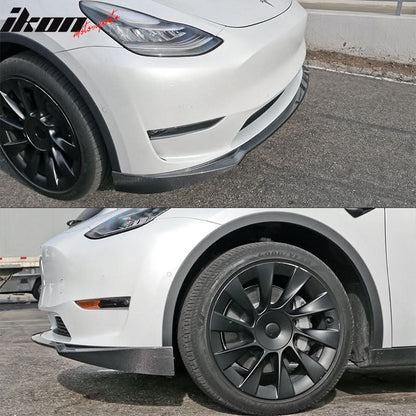 2020-2024 Tesla Model Y Front LipIKON Style Lip Spoiler Carbon Fiber