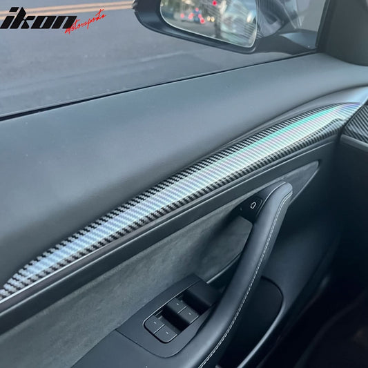 2021-2023 Tesla 3 & 2023 Y Carbon Fiber Center Front Door Panel ABS