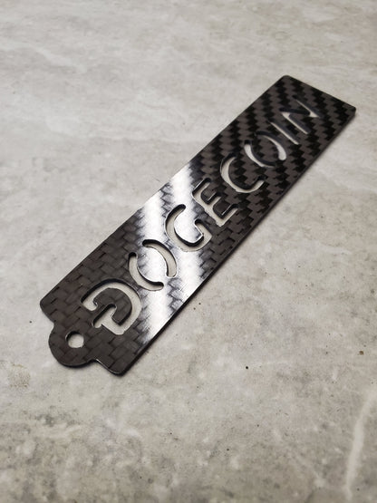 Carbon Fiber Dogecoin to the moon crypto keychain lanyard gift
