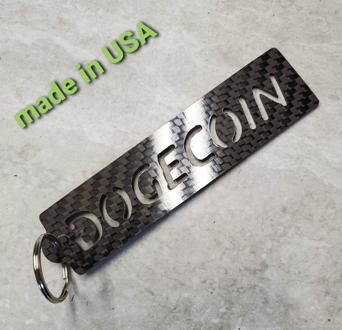 Carbon Fiber Dogecoin to the moon crypto keychain lanyard gift
