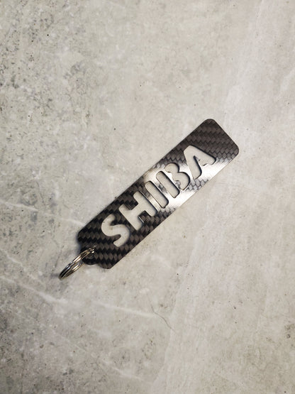 Carbon Fiber Shiba Inu to the moon crypto keychain lanyard gift