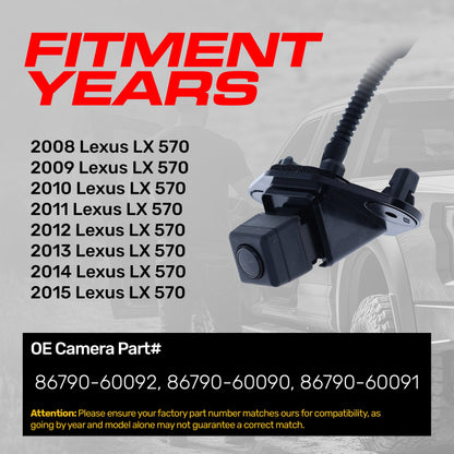 Lexus LX 570 (2008-2015) OEM Replacement Backup Camera OE Part # 86790-60090, 86790-60091, 86790-60092