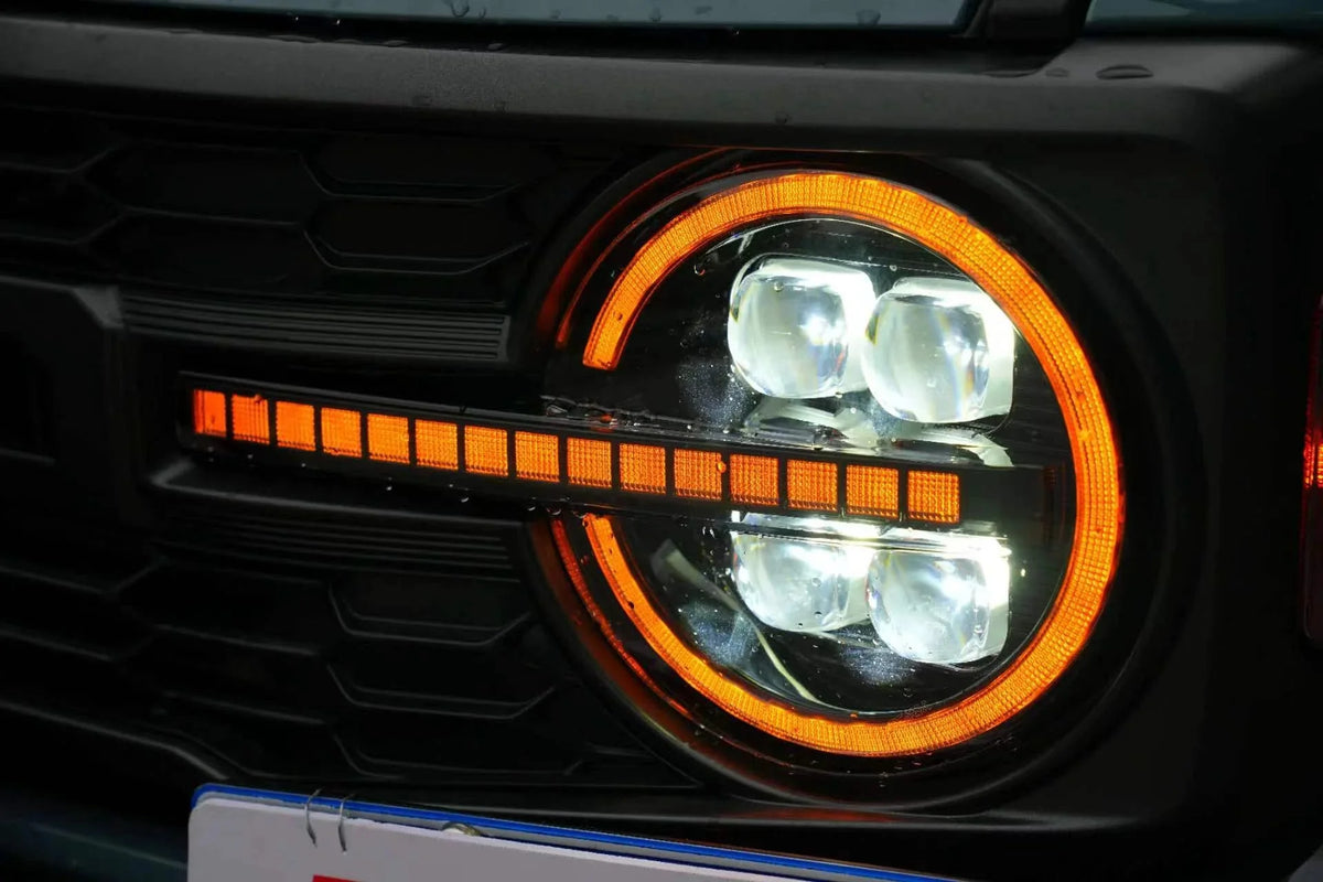 2021-2025 Ford Bronco Archaic Bi-LED Projector Headlights with White & Amber DRL