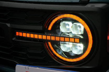 2021-2025 Ford Bronco Archaic Bi-LED Projector Headlights with White & Amber DRL