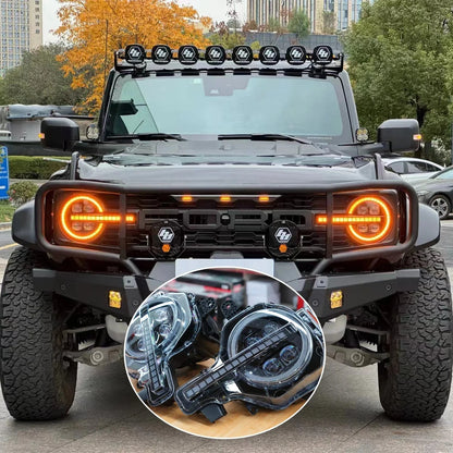 2021-2025 Ford Bronco Archaic Bi-LED Projector Headlights with White & Amber DRL