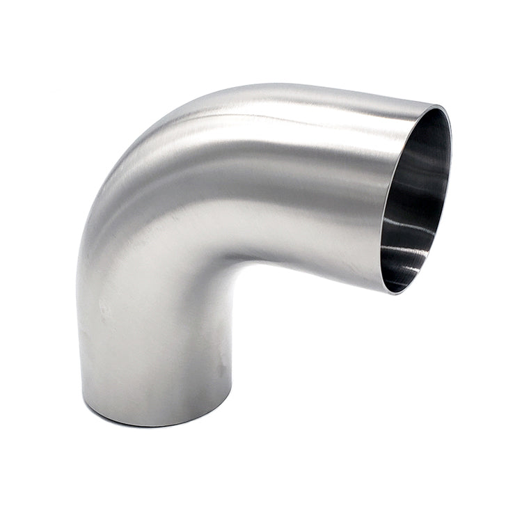 3.500" 14ga Tight Radius 90° Mandrel Bend w/ 2" Tangents - (3.500" CLR) - Brushed Finish - 304 Stainless