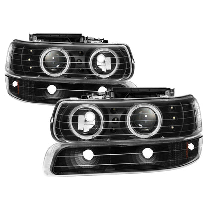 SPYDER xTune Chevy Silverado 1500/2500 99-02 Bumper Projector Headlights - LED - Black PRO-JH-CSIL99-SET-BK 9036781