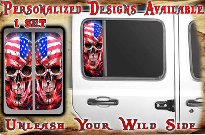 Side door window decal  flag skull 215