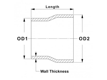HPS Performance Products HPS 4" - 4-1/2" OD, 7" long 6061 Aluminum Step Up Transition Joiner Reducer Tube Piping