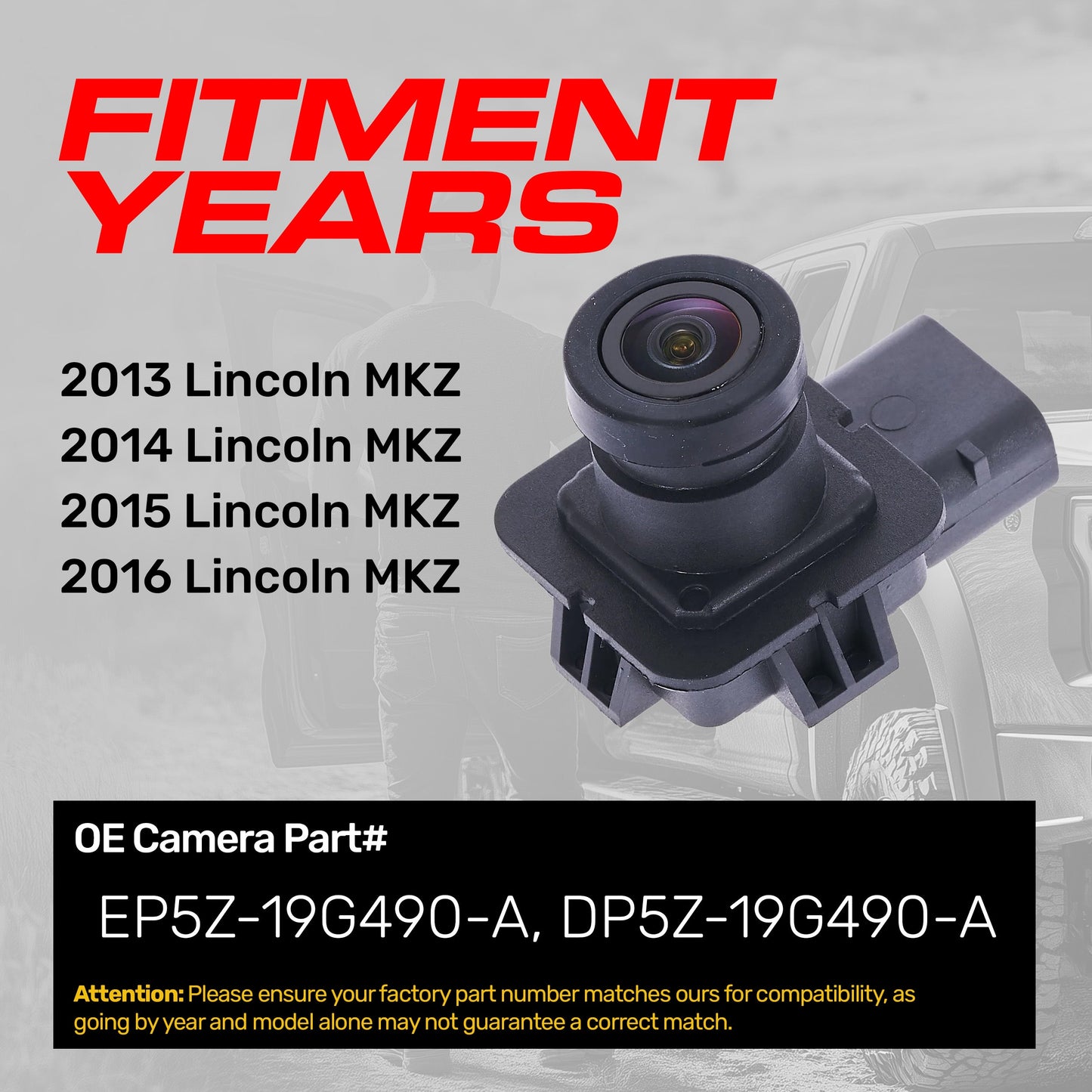 Lincoln MKZ (2013-2016) OEM Replacement Backup Camera OE Part # DP5Z-19G490-A, EP5Z-19G490-A