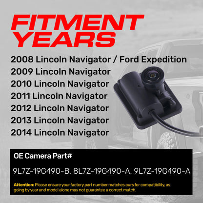 Lincoln Navigator (2008-2014) / Ford Expedition (2008) OEM Replacement Backup Camera OE Part # 8L7Z-19G490-A, 9L7Z-19G490-A, 9L7Z-19G490-B