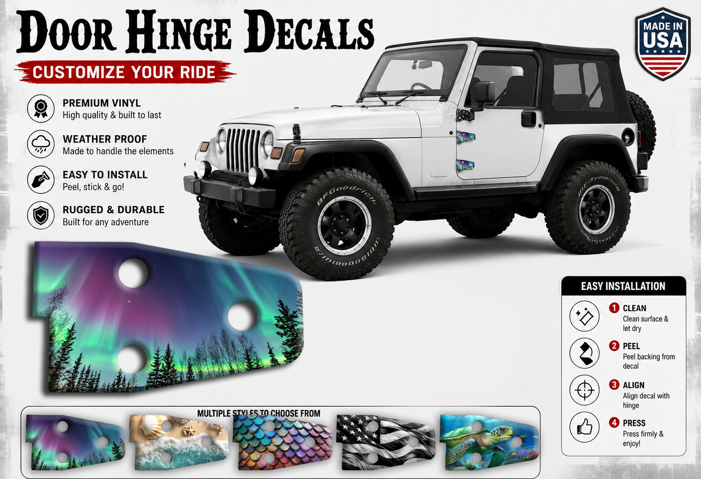 Northern lights Door hinge decals 21