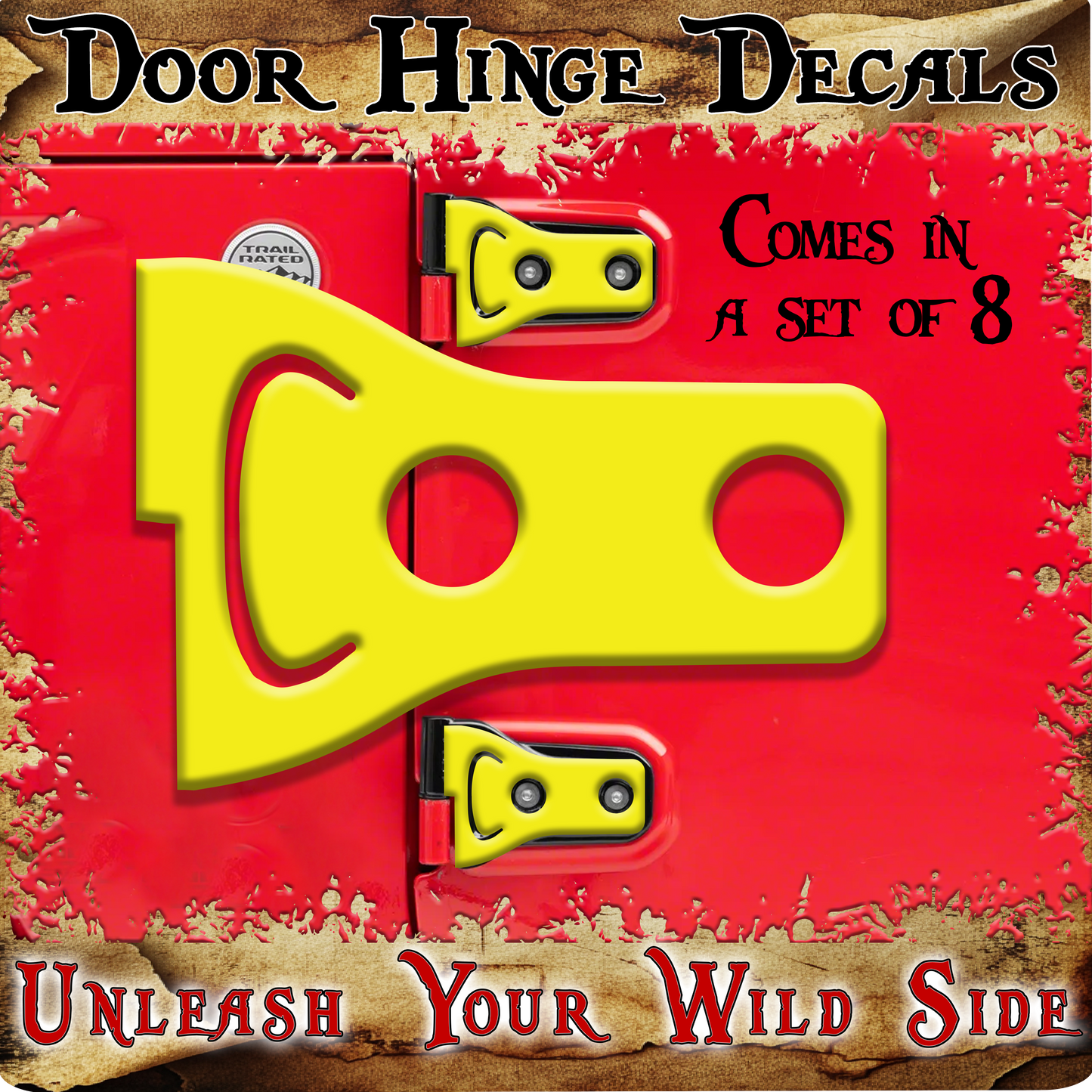 Yellow print Door hinge decals 22