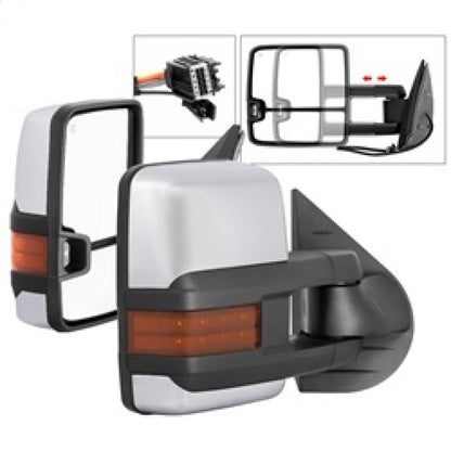 SPYDER xTune Chevy Silverado 07-13 Heated Amber LED Signal Mirrors Chrome MIR-CSIL07S-G3C-PWH-AM-SET 9936760