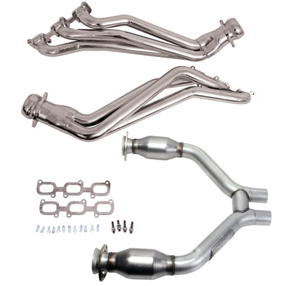 BBK 15-17 Ford Mustang V6 1-3/4 Long Tube Headers w/High Flow Catted H Pipe (Silver Ceramic) 16424