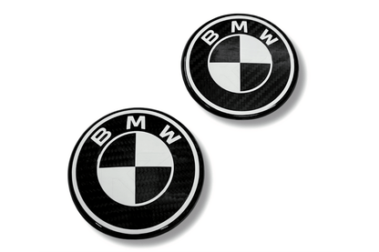 BMW Roundel Emblem Covers - Full Carbon Fiber Black and White Style