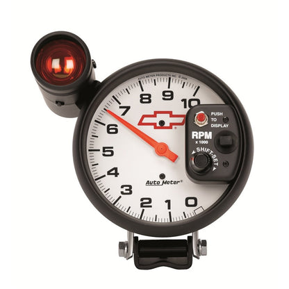 AutoMeter 5in (127mm) Pedestal Tachometer, 0-10,000 RPM, Chevy Red Bowtie 5899-00406