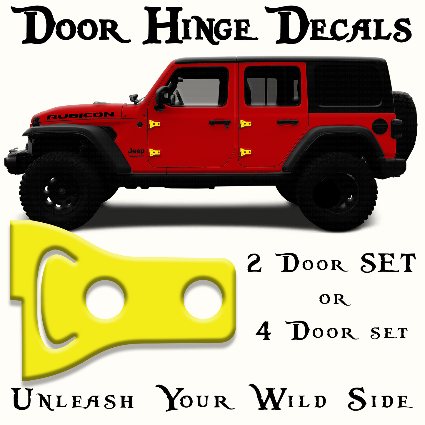 Yellow print Door hinge decals 22