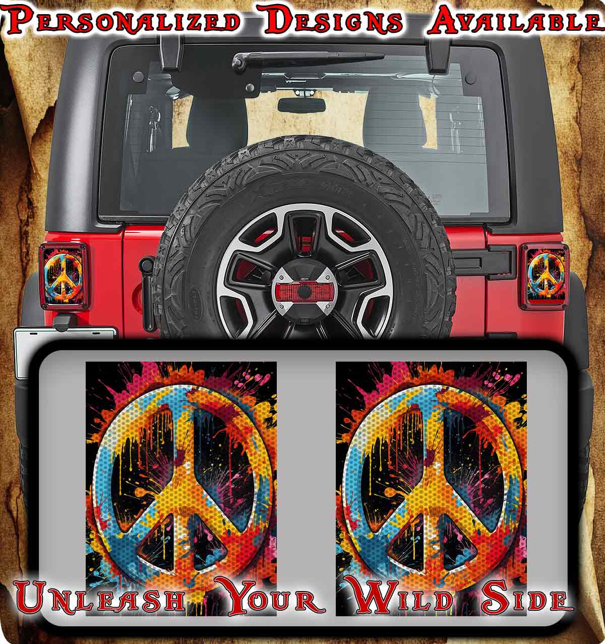 Peace print Taillight cover decal 22