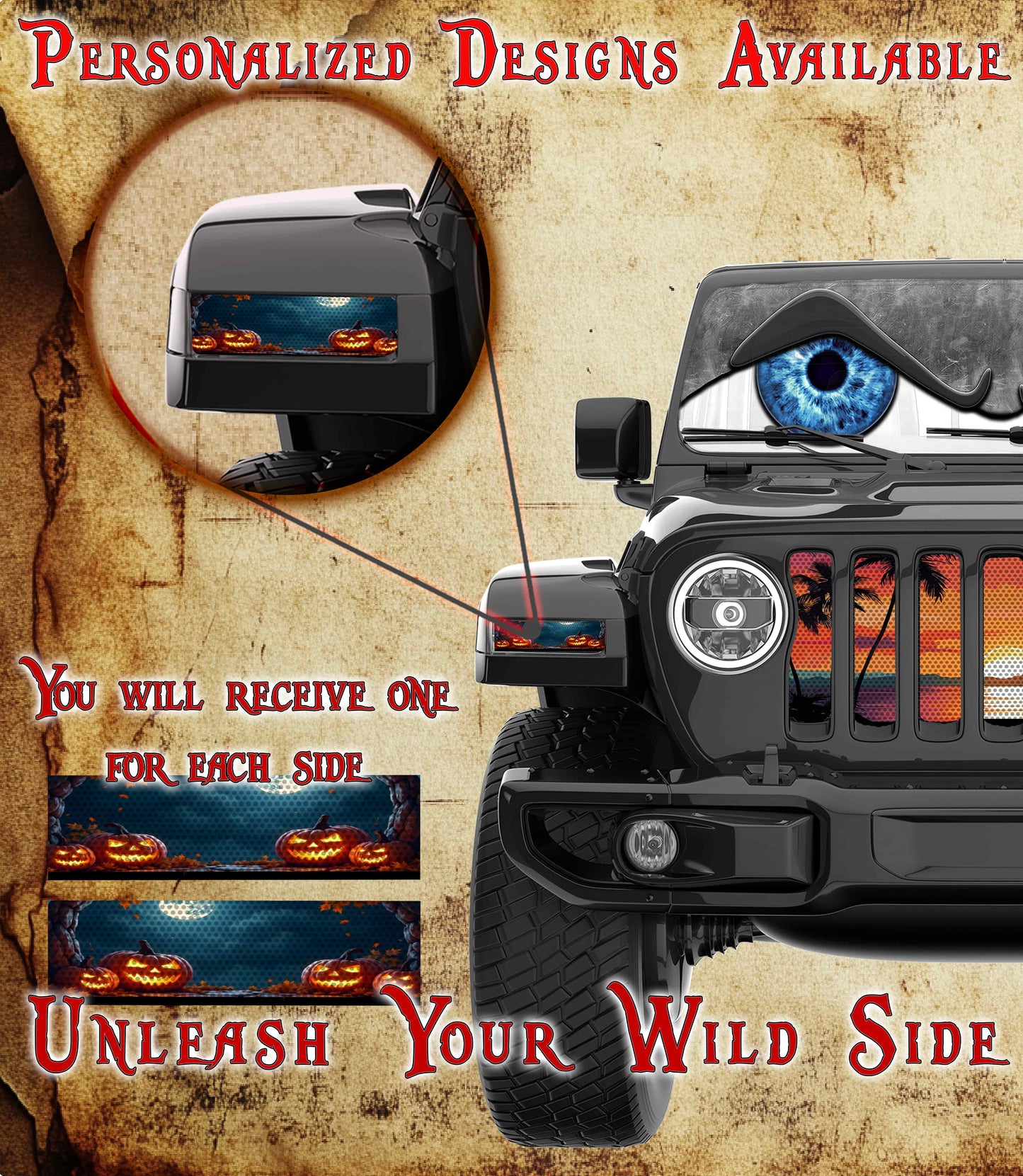 Pumpkin Patch under the moon Jl and Gladiator Turn signal decal. 26