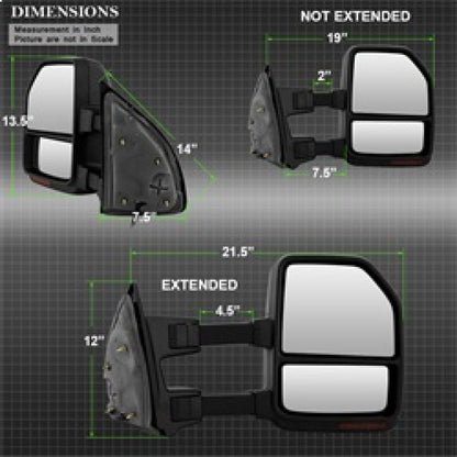 SPYDER xTune 08-15 Ford Super Duty LED Telescoping Manual Mirrors - Smk (Pair) (MIR-FDSD08S-G4-MA-RSM-SET) 9943119