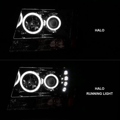 Anzo 2007-2013 Chevrolet Avalanche Projector Headlights w/ Halo Chrome
