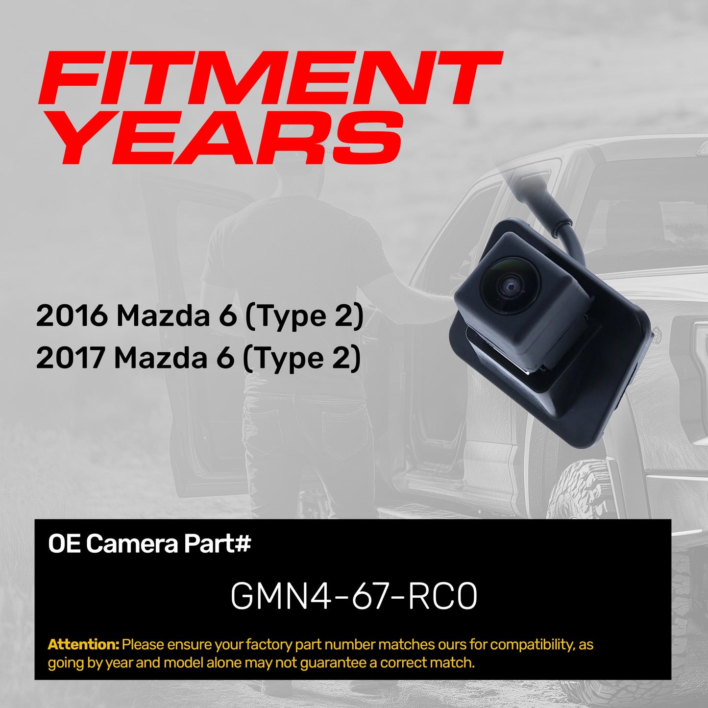 Mazda 6 Type2 w/ Parking Line (2016-2017) OEM Replacement Backup Camera OE Part # GMN4-67-RC0