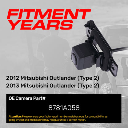 Mitsubishi Outlander Type 2 (2012-2013) OEM Replacement Backup Camera OE Part # 8781A058
