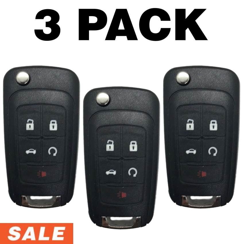 GM 5 Button Flip Key w/ PEPS 2010-2021 for FCC OHT01060512 | Aftermarket (3 Pack)