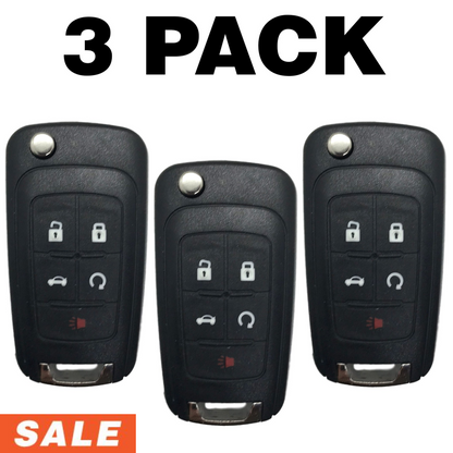 GM 5 Button Flip Key w/ PEPS 2010-2021 for FCC OHT01060512 | Aftermarket (3 Pack)