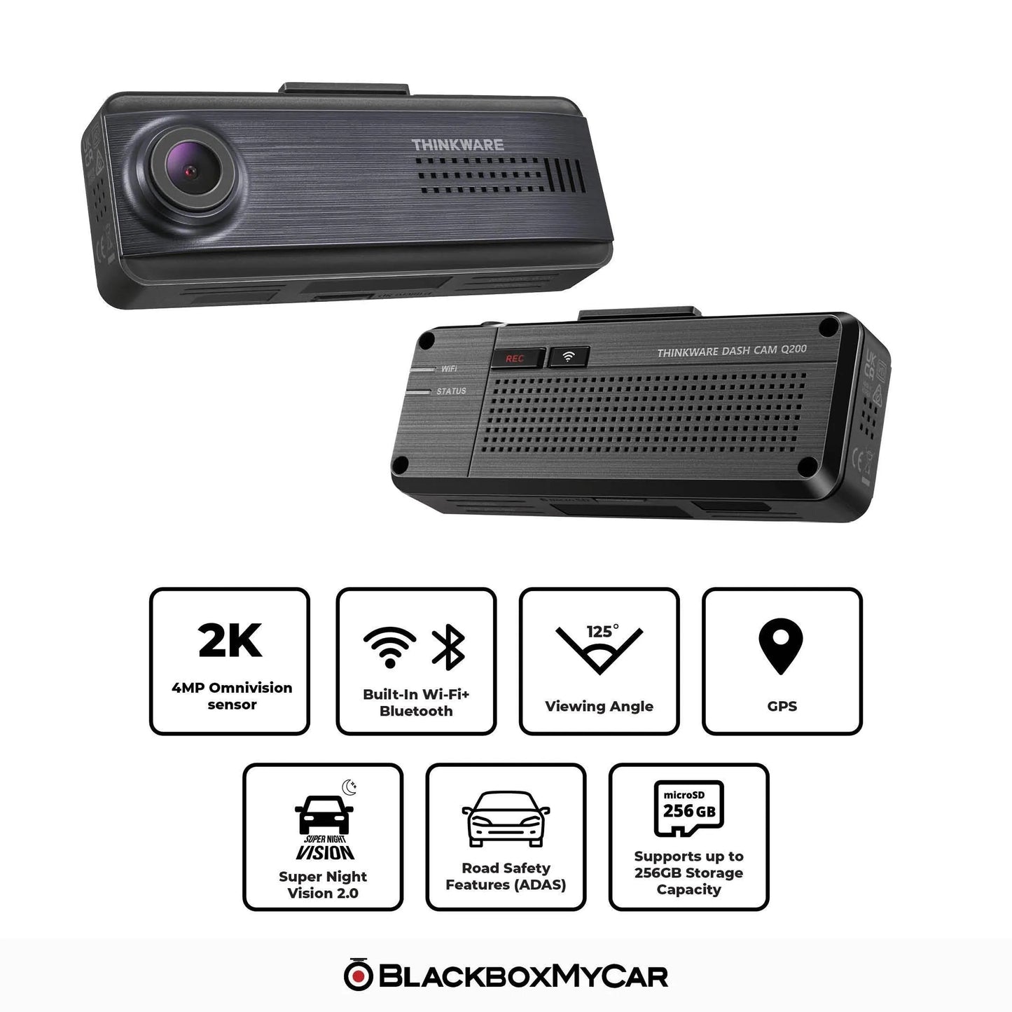 Thinkware Q200 2CH 2K QHD Front + 1080p Rear Dash Cam
