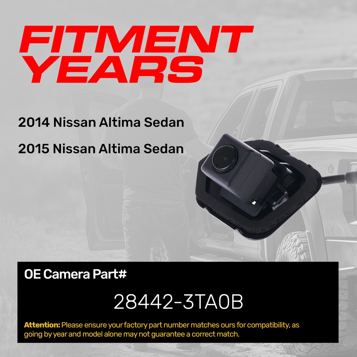 Nissan Altima Sedan (2014-2015) OEM Replacement Backup Camera OE Part # 28442-3TA0B