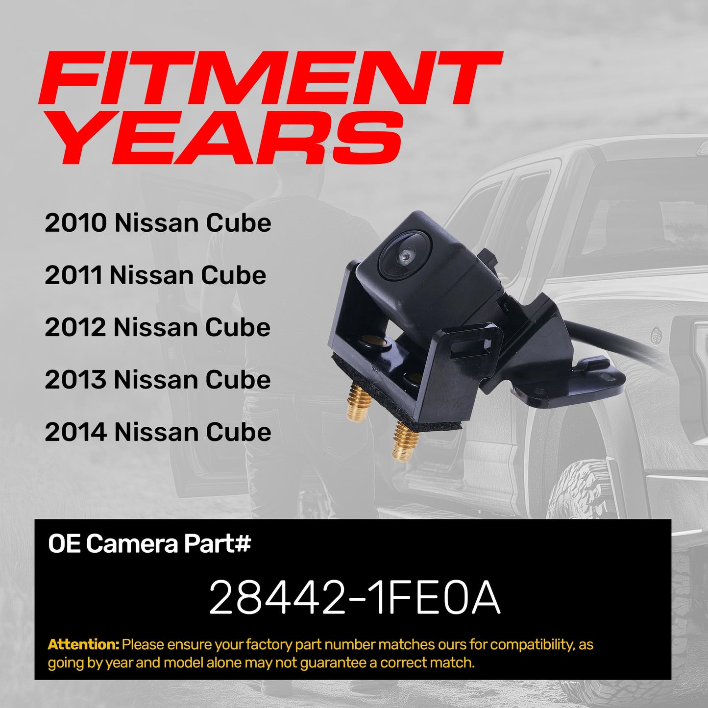 Nissan Cube (2010-2014) OEM Replacement Backup Camera OE Part # 28442-1FE0A
