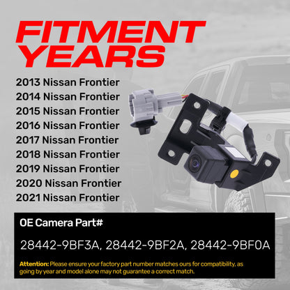 Nissan Frontier (2013-2021) OEM Replacement Backup Camera OE Part # 28442-9BF0A, 28442-9BF2A, 28442-9BF3A