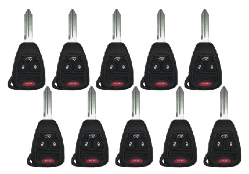 Chrysler Dodge Jeep 4 Button Remote Head Key 2004-2008 for FCC: M3N5WY72XX - Pack of 10