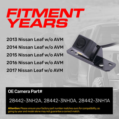 Nissan Leaf w/o AVM (2013-2017) OEM Replacement Backup Camera OE Part # 28442-3NH0A, 28442-3NH1A, 28442-3NH2A