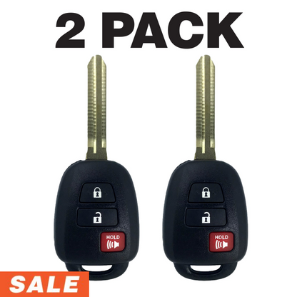 Toyota Highlander RAV4 Tacoma 3 Button Key 2013-2021 For GQ4-52T H-Chip | Aftermarket (2 Pack)